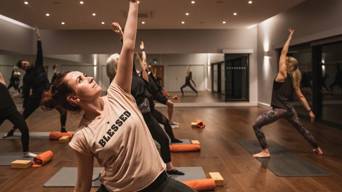 Women stretching yoga