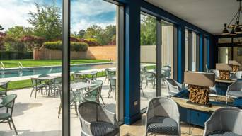 Dining room and outdoor pool